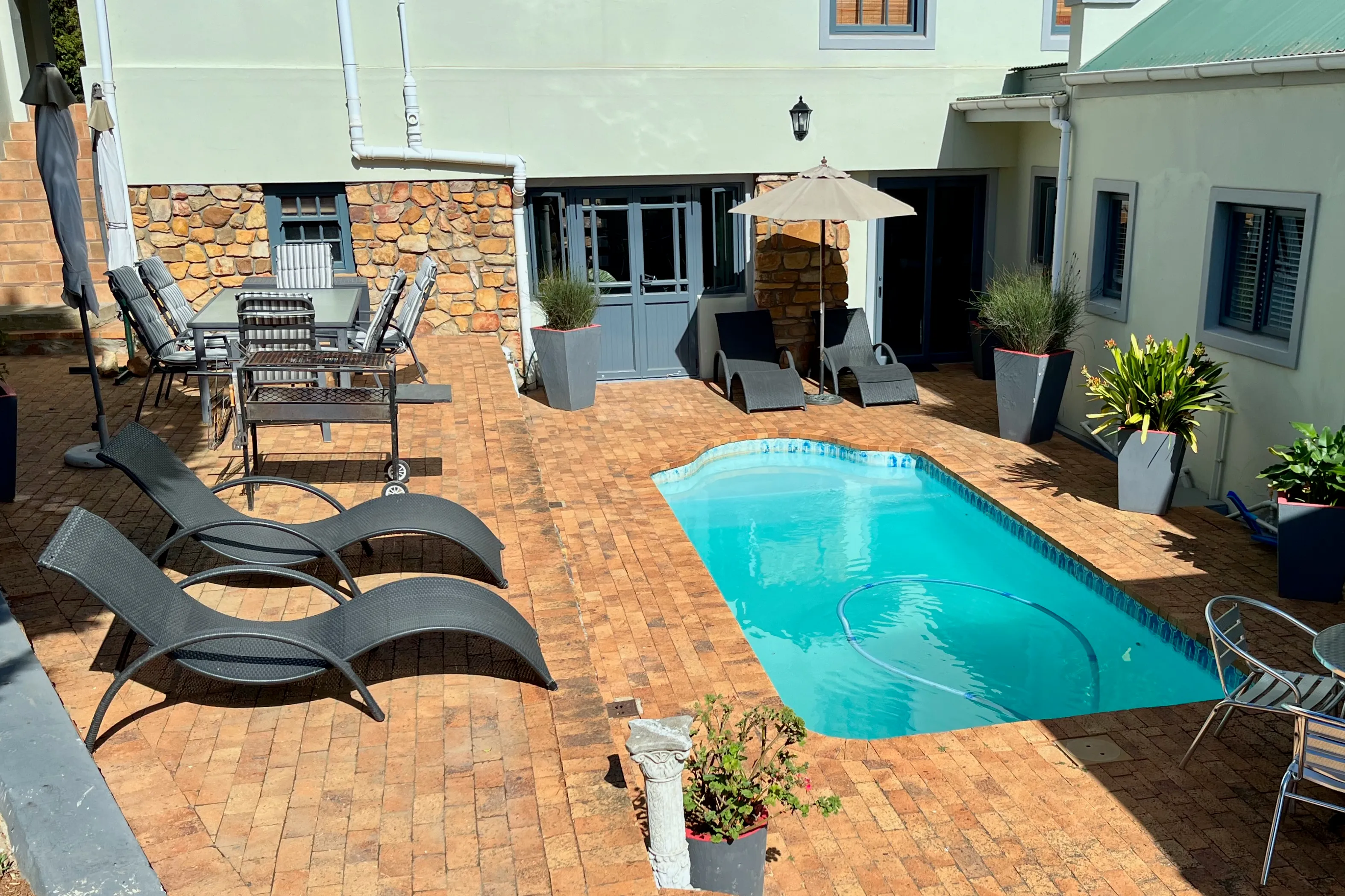 Swimming pool and braai terrace at Peace Valley, Napier